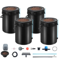 VEVOR DWC Hydroponics Grow System, Hydroponic Growing System With Top Drip Kit, Deep Water Culture 5-Gallon 4 Buckets, With Air Pump, Black -Aesthtic Interiors GUEST fc86b6f0 b4ec 45f3 a28f 3894ea223d20