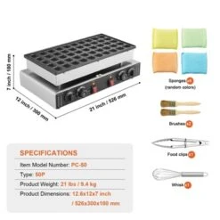 VEVOR Mini Dutch Pancake Maker, 50PCS 43mm Diameter Dorayaki Baker Machine, 1700W Commercial Electric Poffertjes Grill, Non-stick Stainless Steel 14 VEVOR Mini Dutch Pancake Maker, 50PCS 43mm Diameter Dorayaki Baker Machine, 1700W Commercial Electric Poffertjes Grill, Non-stick Stainless Steel -Aesthtic Interiors GUEST fca575e9 17e7 4be5 a302 38c45f8afce7