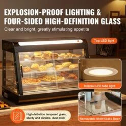 VEVOR 3-Tier Commercial Food Warmer Display, 1500W Food Display Warmer With Light, Adjustable Shelf And Temperature Display, Steam Heating, 130L -Aesthtic Interiors GUEST fcb04023 3361 486e 994a f4a0b9fee8db