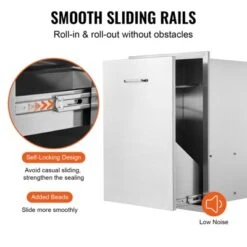 VEVOR Pull Out Trash Drawer 19.7W X 26.5H Inch Outdoor Kitchen Drawers Stainless Steel With Trash Bag Ring For BBQ Island Or Grill Station, Silver -Aesthtic Interiors GUEST fcd93756 589b 4b6c bdd4 d3d3de084e9d