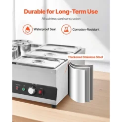 VEVOR Electric Soup Warmer, Two 6.34QT Pots & Three 1/3 Pans, Stainless Steel Food Warmer With 86~185°F Adjustable Temp, 1500W Bain Marie, Silver 13 VEVOR Electric Soup Warmer, Two 6.34QT Pots & Three 1/3 Pans, Stainless Steel Food Warmer With 86~185°F Adjustable Temp, 1500W Bain Marie, Silver -Aesthtic Interiors GUEST fce44d85 ad5f 4286 aff8 d44d41d1f84e