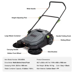 VEVOR Walk-behind Hand Push Floor Sweeper, 25.6" Sweeping Width Floor Sweeper Manual Non-Electric -Aesthtic Interiors GUEST fdcd1d5c 0682 4d1f 8f7a f9d50a01fab5