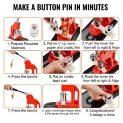 VEVOR Button Maker Machine, 25mm (1 Inch) Badge Punch Press Kit, Children DIY Gifts Pin Maker, Button Making Supplies, Orange -Aesthtic Interiors GUEST fe62b2a4 27f0 4e8c 9e3e e944593c9528