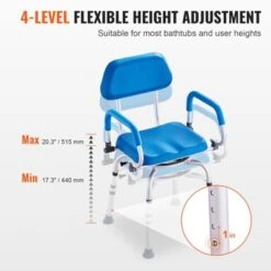 VEVOR Swivel Shower Chair 360 Degree, Adjustable Shower Seat With Pivoting Arms & Padded Bath Seat For Inside Shower Or Tub, 300LBS Capacity, Blue -Aesthtic Interiors GUEST fe6754bd 39db 4ebc aede 02e89a8a50b3