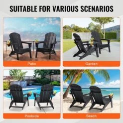 VEVOR Adirondack Chair Plastic, Set Of 2 All-Weather Portable Folding Fire Pit Chair, Outdoor Adirondack Patio Chair With Cup Holder -Aesthtic Interiors GUEST fe72436e 6fe7 40e4 b93e 03bfa11652de