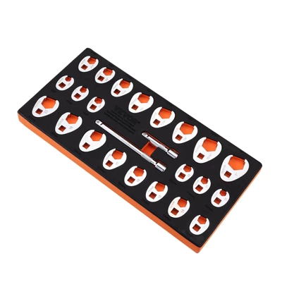 VEVOR 3/8" Drive Crowfoot Wrench Set With 2 Extension Bars, 24-Piece Crows Foot Wrench Set, SAE 3/8"-1" And Metric 10-22 Mm 8 VEVOR 3/8" Drive Crowfoot Wrench Set With 2 Extension Bars, 24-Piece Crows Foot Wrench Set, SAE 3/8"-1" And Metric 10-22 Mm - Image 8