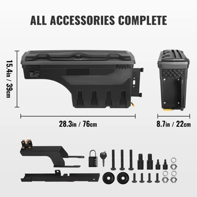 VEVOR Truck Bed Storage Box, Lockable Swing Case With Password Padlock, 6.6 Gal/25 L ABS Wheel Well Tool Box, Waterproof And Durable 7 VEVOR Truck Bed Storage Box, Lockable Swing Case With Password Padlock, 6.6 Gal/25 L ABS Wheel Well Tool Box, Waterproof And Durable - Image 7