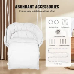 VEVOR Hanging Hammock Swing Chair, 330 Lbs Capacity, Macramé Hanging Chair With Cushion And Mounting Hardware, Cotton Rope Swing Chair, Beige -Aesthtic Interiors GUEST fe83bbb0 5e82 4a3e 9a47 be8122b55411