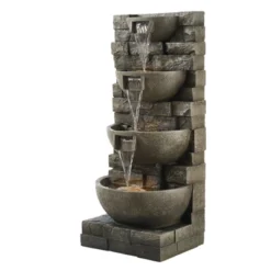 VEVOR Outdoor Water Fountain, 35.63 In Height Fountain And Waterfall, 4-Tier Floor Standing Cascading Fountains With Light And Pump, Gray -Aesthtic Interiors GUEST fe8a2aba cd85 4e11 9e8c e79fbc7e6dcc