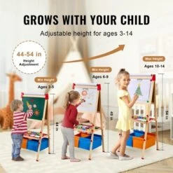 VEVOR Art Easel For Kids, 3-in-1 Wooden Double-Sided Kid's Art Easel With Magnetic Whiteboard, Chalkboard, Paper Roll, Standing Drawing Board -Aesthtic Interiors GUEST fecba1f5 65cf 46f6 a812 d676db0d6ad7