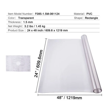 VEVOR Plastic Table Cover, 24 X 48 Inch 1.5 Mm Thick Frosted Table Protector, Rectangle PVC Desk Mat, Waterproof & Easy Cleaning, Transparent 7 VEVOR Plastic Table Cover, 24 X 48 Inch 1.5 Mm Thick Frosted Table Protector, Rectangle PVC Desk Mat, Waterproof & Easy Cleaning, Transparent - Image 7