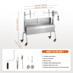 VEVOR Rotisserie Grill With Windscreen, BBQ Whole Pig Lamb Goat Charcoal Spit Grill, 46 Inch 132 Lbs Capacity, Silver 14 VEVOR Rotisserie Grill With Windscreen, BBQ Whole Pig Lamb Goat Charcoal Spit Grill, 46 Inch 132 Lbs Capacity, Silver -Aesthtic Interiors GUEST fee840a1 f9e9 4880 9103 820411581e9c