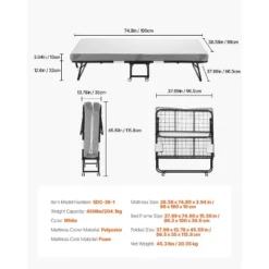 VEVOR Rollaway Bed, 38 In X 75 In Folding Bed With 4 In Mattress, Twin Size Foldable Bed With Sturdy Metal Frame & Memory Foam Mattress 13 VEVOR Rollaway Bed, 38 In X 75 In Folding Bed With 4 In Mattress, Twin Size Foldable Bed With Sturdy Metal Frame & Memory Foam Mattress -Aesthtic Interiors GUEST fef8ee97 32bf 4a01 9eeb cdcf6d090259