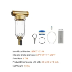 VEVOR Spin Down Filter, 40 Micron Whole House Sediment Filter For Well Water, 3/4" FNPT + 1" MNPT, 4 T/H High Flow Rate, Brass&Transparent -Aesthtic Interiors GUEST ff13af24 37d4 4207 913b 5af189ae4d6e