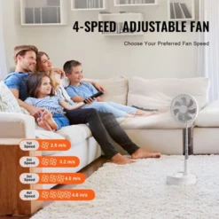 VEVOR 8 Inch Foldable Oscillating Standing Fan With Remote Control, 4 Speed Adjustable Portable Desk Quiet Fan, 7200mah Small Fan -Aesthtic Interiors GUEST ff18543a 741d 4222 ad1f eabd06289c50