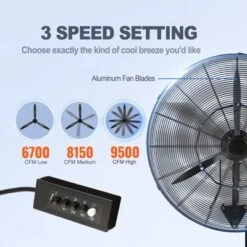 VEVOR Wall-Mount Misting Fan, 30 Inch, 3-speed High Velocity Max. 9500 CFM, Waterproof Oscillating Industrial Wall Fan, Commercial Or Residential 9 VEVOR Wall-Mount Misting Fan, 30 Inch, 3-speed High Velocity Max. 9500 CFM, Waterproof Oscillating Industrial Wall Fan, Commercial Or Residential -Aesthtic Interiors GUEST ff215497 07ab 475b 8043 c7bdd46f5191