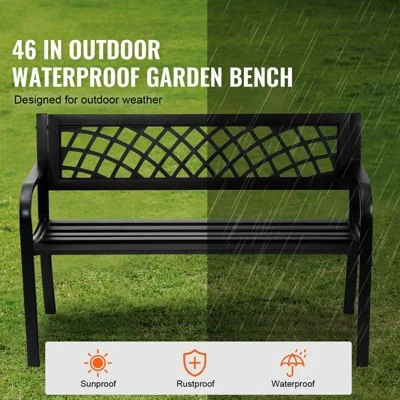 VEVOR Outdoor Bench,46 Inches Metal Garden Bench For Outdoors, 480 Lbs Load Capacity Bench, Outdoor Garden Park Bench With Backrest And Armrests 2 VEVOR Outdoor Bench,46 Inches Metal Garden Bench For Outdoors, 480 Lbs Load Capacity Bench, Outdoor Garden Park Bench With Backrest And Armrests - Image 2