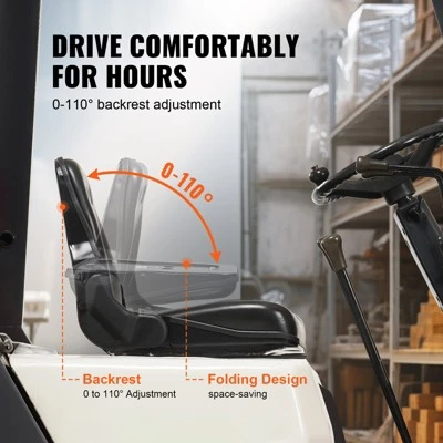 VEVOR Universal Forklift Seat, Fold Down Tractor Seat With Adjustable Angle Back And Micro Switch, 6.3-13.4 Inch Extended Slot, Black 3 VEVOR Universal Forklift Seat, Fold Down Tractor Seat With Adjustable Angle Back And Micro Switch, 6.3-13.4 Inch Extended Slot, Black - Image 3