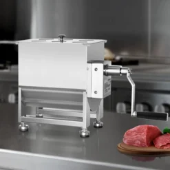 VEVOR Manual Meat Mixer, 60L Fixed Tank Meat Processing Equipment(Mixing Max 60LBS For Meat), Stainless Steel Meat Mixer, Silver