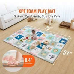 VEVOR Baby Play Mat, 51""x79"" Baby Crawling Mat, Non-Slip One-Piece Foam Baby Playmat, Foldable Portable Reversible Floor Mat With Travel Bag, Grey -Aesthtic Interiors GUEST fff25020 21e0 47f7 9f4b d18b3fcc5cb4